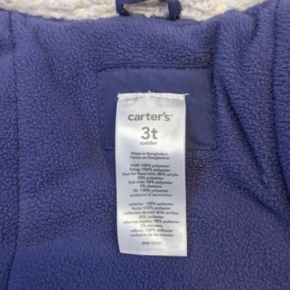 HP😊Carter's Purple Hooded Puffer Jacket - Picture 4 of 5